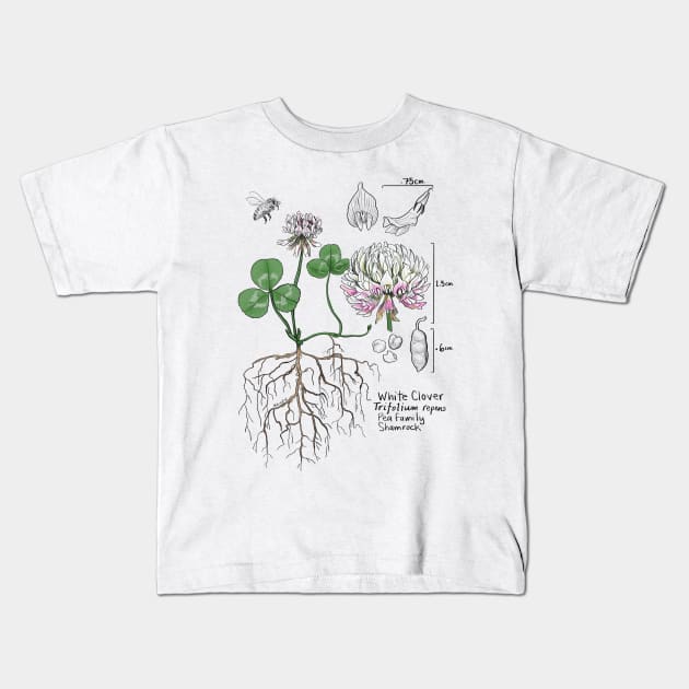 White Clover Botanical Kids T-Shirt by mernstw